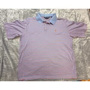 Polo Golf Ralph Lauren Men’s Polo Size XL Blue With Orange Stripes Orange Pony